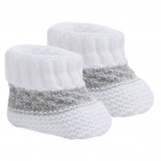 S437-W: White Stripe Acrylic Baby Bootees